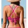 CUPSHE Women’s Bikini Top V Neck Triangle Top Crisscross Back Self Tie Spaghetti Straps(Hot Pink)