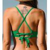 CUPSHE Women’s Bikini Top V Neck Triangle Top Crisscross Back Self Tie Spaghetti Straps(Lime Green)