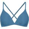 CUPSHE Women’s Bikini Top V Neck Triangle Top Crisscross Back Self Tie Spaghetti Straps(Steel Blue)