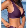 CUPSHE Women’s Bikini Top V Neck Triangle Top Wide Straps Cross Back Lace up(Grape Purple)