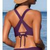 CUPSHE Women’s Bikini Top V Neck Triangle Top Wide Straps Cross Back Lace up(Grape Purple)
