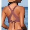 CUPSHE Women’s Bikini Top V Neck Triangle Top Wide Straps Cross Back Lace up(Pale Mauve)