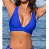 CUPSHE Women’s Bikini Top V Neck Triangle Top Wide Straps Cross Back Lace up(Royal Blue)