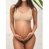 CUPSHE Women’s Maternity Bikini Sets Pregnancy Swimsuit Low Rise Scalloped Scoop Neck Adjustable Straps Back Hook(Beige/Brown)