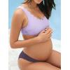 CUPSHE Women’s Maternity Bikini Sets Pregnancy Swimsuit Low Rise Scalloped Scoop Neck Adjustable Straps Back Hook(Light Lavender/Dark Plum)