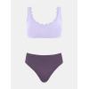 CUPSHE Women’s Maternity Bikini Sets Pregnancy Swimsuit Low Rise Scalloped Scoop Neck Adjustable Straps Back Hook(Light Lavender/Dark Plum)