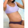 CUPSHE Women’s Maternity Bikini Sets Pregnancy Swimsuit Low Rise Scalloped Scoop Neck Adjustable Straps Back Hook(Light Lavender/Dark Plum)