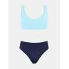 CUPSHE Women’s Maternity Bikini Sets Pregnancy Swimsuit Low Rise Scalloped Scoop Neck Adjustable Straps Back Hook(Sky Blue/Navy)