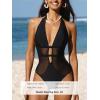 CUPSHE Women’s One Piece Swimsuit Bathing Suit Deep V Neck Halter Back Tie Mesh Swimwear(Black)