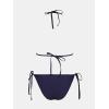 CUPSHE Women’s One Piece Swimsuit Bathing Suit Halter Cutout Pluning Neck Backless Self Tie Textured(Navy Blue)