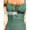 CUPSHE Women’s One Piece Swimsuit Bathing Suit Square Neck Back Cut Out Drawstring Self Tie Back Hook(Basil Green)