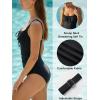 CUPSHE Women’s One Piece Swimsuit Bathing Suit Square Neck Back Cut Out Drawstring Self Tie Back Hook(Black)