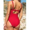 CUPSHE Women’s One Piece Swimsuit Bathing Suit Square Neck Back Cut Out Drawstring Self Tie Back Hook(True Red)