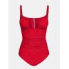 CUPSHE Women’s One Piece Swimsuit Bathing Suit Square Neck Back Cut Out Drawstring Self Tie Back Hook(True Red)