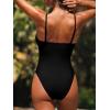 CUPSHE Women’s One Piece Swimsuit Deep V Wire Push Up Bathing Suit Tummy Control Retro Slimming Swimwear Ruched(Black)