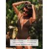 CUPSHE Women’s One Piece Swimsuit Deep V Wire Push Up Bathing Suit Tummy Control Retro Slimming Swimwear Ruched(Chocolate Brown)