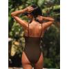 CUPSHE Women’s One Piece Swimsuit Deep V Wire Push Up Bathing Suit Tummy Control Retro Slimming Swimwear Ruched(Chocolate Brown)