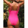 CUPSHE Women’s One Piece Swimsuit Deep V Wire Push Up Bathing Suit Tummy Control Retro Slimming Swimwear Ruched(Hot Pink)