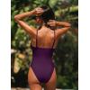 CUPSHE Women’s One Piece Swimsuit Deep V Wire Push Up Bathing Suit Tummy Control Retro Slimming Swimwear Ruched(Purple)