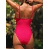CUPSHE Women’s One Piece Swimsuit Deep V Wire Push Up Bathing Suit Tummy Control Retro Slimming Swimwear Ruched(Red)