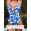 CUPSHE Women’s One Piece Swimsuit Deep V Wire Push Up Bathing Suit Tummy Control Retro Slimming Swimwear Ruched(White/Blue Paisley)