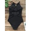CUPSHE Women’s One Piece Swimsuit High Neck Tummy Control Swimwear Bathing Suit(Black)