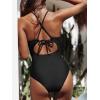 CUPSHE Women’s One Piece Swimsuit High Neck Tummy Control Swimwear Bathing Suit(Black)