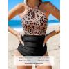 CUPSHE Women’s One Piece Swimsuit High Neck Tummy Control Swimwear Bathing Suit(Black/Leopard Print)