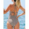 CUPSHE Women’s One Piece Swimsuit High Neck Tummy Control Swimwear Bathing Suit(Chocolate Brown/White)