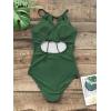 CUPSHE Women’s One Piece Swimsuit High Neck Tummy Control Swimwear Bathing Suit(Green)