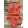 CUPSHE Women’s One Piece Swimsuit High Neck Tummy Control Swimwear Bathing Suit(Orange)