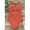 CUPSHE Women’s One Piece Swimsuit High Neck Tummy Control Swimwear Bathing Suit(Orange)