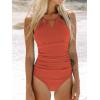 CUPSHE Women’s One Piece Swimsuit High Neck Tummy Control Swimwear Bathing Suit(Orange)
