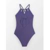 CUPSHE Women’s One Piece Swimsuit High Neck Tummy Control Swimwear Bathing Suit(Purple)