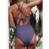 CUPSHE Women’s One Piece Swimsuit High Neck Tummy Control Swimwear Bathing Suit(Purple)