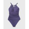 CUPSHE Women’s One Piece Swimsuit High Neck Tummy Control Swimwear Bathing Suit(Purple)