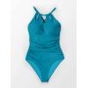 CUPSHE Women’s One Piece Swimsuit High Neck Tummy Control Swimwear Bathing Suit(Turquoise)