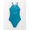 CUPSHE Women’s One Piece Swimsuit High Neck Tummy Control Swimwear Bathing Suit(Turquoise)