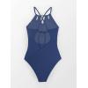 CUPSHE Women’s One Piece Swimsuit High Neck Tummy Control Swimwear Bathing Suit(Yale Blue)