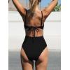 CUPSHE Women’s One Piece Swimsuit Scoop Neck Adjustable Straps Cutout Back Self Tie Bathing Suit(Black)
