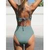 CUPSHE Women’s One Piece Swimsuit Scoop Neck Adjustable Straps Cutout Back Self Tie Bathing Suit(Light Green)