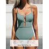 CUPSHE Women’s One Piece Swimsuit Scoop Neck Adjustable Straps Cutout Back Self Tie Bathing Suit(Light Green)