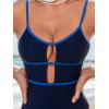 CUPSHE Women’s One Piece Swimsuit Scoop Neck Adjustable Straps Cutout Back Self Tie Bathing Suit(Navy/Royal Blue)