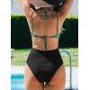 CUPSHE Women’s One Piece Swimsuit Scoop Neck Adjustable Straps Cutout Back Self Tie Bathing Suit(Olive Green/Black)