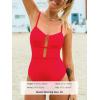 CUPSHE Women’s One Piece Swimsuit Scoop Neck Adjustable Straps Cutout Back Self Tie Bathing Suit(Solid Red)