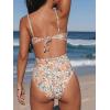 CUPSHE Women’s One Piece Swimsuit Scoop Neck Adjustable Straps Cutout Back Self Tie Bathing Suit(Yellow/Ditsy Floral)