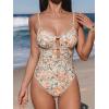 CUPSHE Women’s One Piece Swimsuit Scoop Neck Adjustable Straps Cutout Back Self Tie Bathing Suit(Yellow/Ditsy Floral)