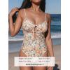 CUPSHE Women’s One Piece Swimsuit Scoop Neck Adjustable Straps Cutout Back Self Tie Bathing Suit(Yellow/Ditsy Floral)
