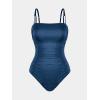 CUPSHE Women’s One Piece Swimsuit Tummy Control Square Neck Bathing Suit Ruched Adjustable Straps(Azure Blue)