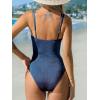 CUPSHE Women’s One Piece Swimsuit Tummy Control Square Neck Bathing Suit Ruched Adjustable Straps(Azure Blue)